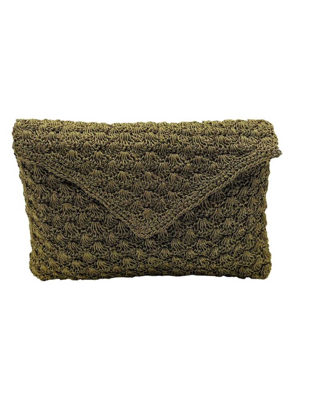 MMS Brands Handmade Green Crochet Clutch Bag